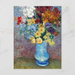 Bloemen in een blauwe vaas door Vincent van Gogh Briefkaart