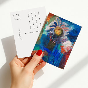 Bloemen in een blauwe vaas   Fritz Schaefler Briefkaart