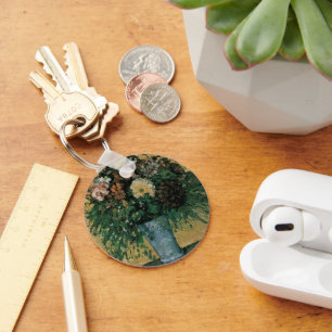 Bloemen in een blauwe vaas van Paul Cezanne Vintag Sleutelhanger