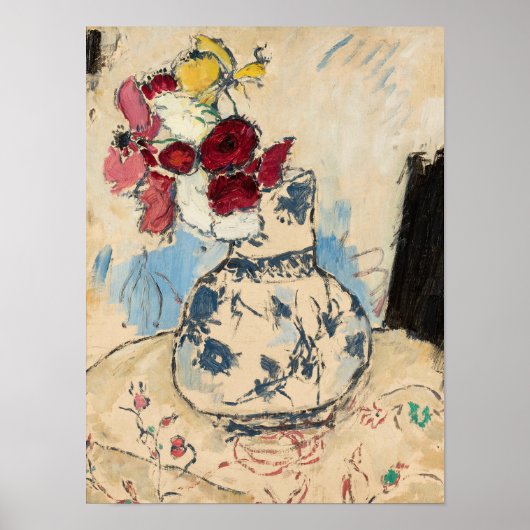 Bloemen in een bloemenvaas | Tadeusz Makowski Poster (Voorkant)