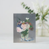 Bloemen in een Crystal Vase Manet Impressionist Briefkaart (Staand voorkant)