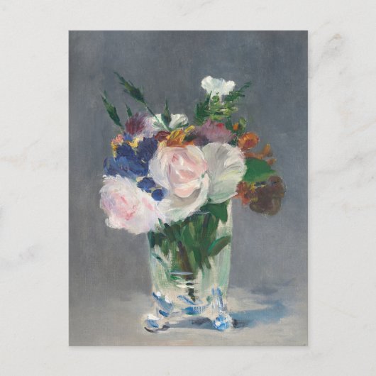 Bloemen in een Crystal Vase Manet Impressionist Briefkaart (Voorkant)