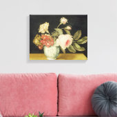 Bloemen in een Delft Jar (olie op het paneel) Canvas Afdruk (Insitu (Woonkamer))