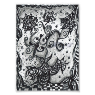 Bloemen in een door Vase geïnspireerde Art-printe Foto Afdruk