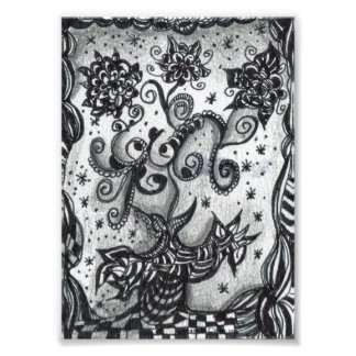 Bloemen in een door Vase geïnspireerde Art-printer Foto Afdruk