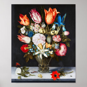  bloemen in een glas Ambrosius Bosschaer Poster