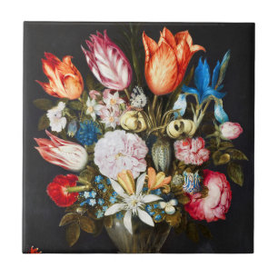 bloemen in een glas Ambrosius Bosschaer Tegeltje