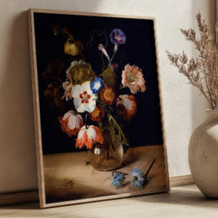 Bloemen in een glazen vaas door Dirck de Bray Vint Poster