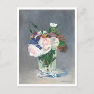 Bloemen in een kristallen vaas van Edouard Manet Briefkaart