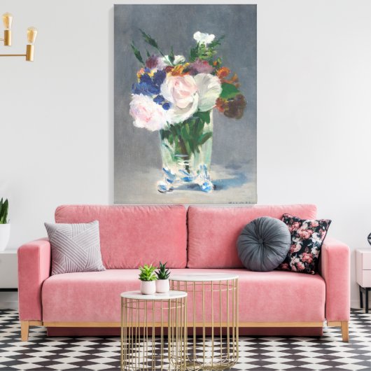 bloemen in een kristalvet door Edouard Manet Canvas Afdruk (Insitu (Woonkamer))