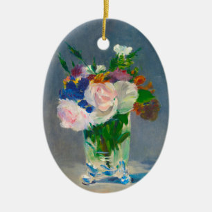 Bloemen in een Kristalvet door Manet Ornament
