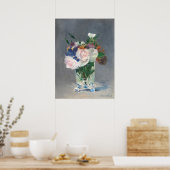 Bloemen in een kristalvet - Edouard Manet Fine Art Poster (Keuken)