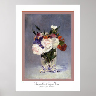 Bloemen in een kristalvet ~ Edouard Manet Poster