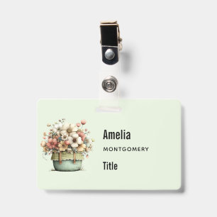 Bloemen in een pot Cozy Shabby Cute Bloemist Badge