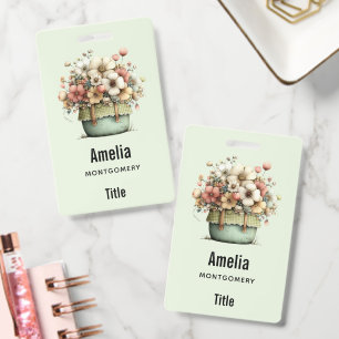 Bloemen in een pot gezellig shabby schattig bloemi badge