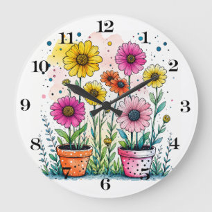 Bloemen in een pot klok