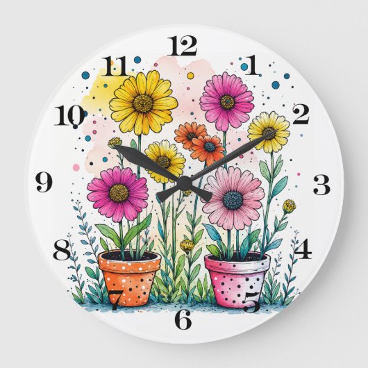 Bloemen in een pot klok (Voorkant)
