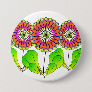 Bloemen in een rij ronde button 7,6 cm