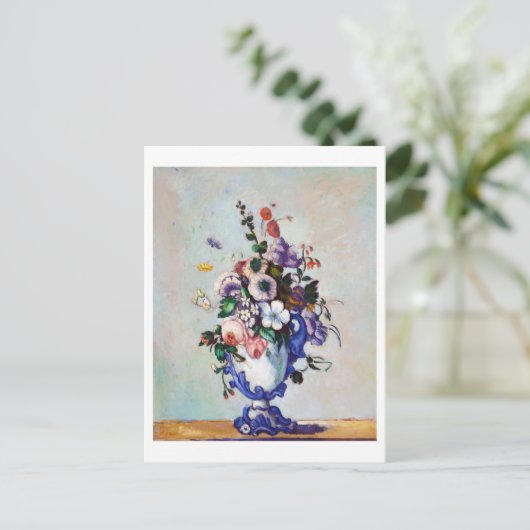 Bloemen in een Rococo Vase, Paul Cezanne Briefkaart (Staand voorkant)