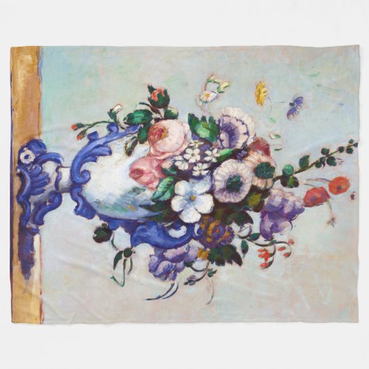 Bloemen in een Rococo Vase, Paul Cezanne Fleece Deken (Voorkant (Horizontaal))