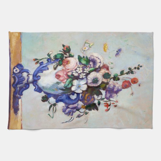 Bloemen in een Rococo Vase, Paul Cezanne Theedoek (Horizontaal)