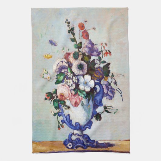 Bloemen in een Rococo Vase, Paul Cezanne Theedoek (Verticaal)