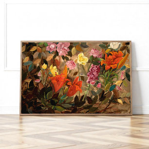 Bloemen in een tuin poster
