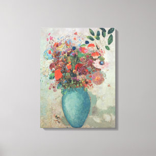 Bloemen in een Turkooise Vaas, c.1912 Canvas Afdruk