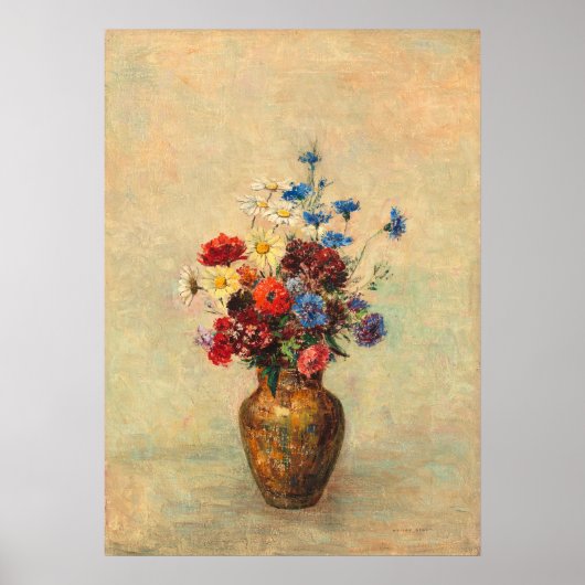 Bloemen in een vaas (1910) van Odilon Redon Poster (Voorkant)