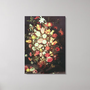 Bloemen in een vaas canvas afdruk