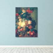Bloemen in een Vaas met een vogelnest Canvas Afdruk (Insitu (Houten vloer))