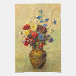 bloemen in een Vase (1910) door Odilon Redon Theedoek