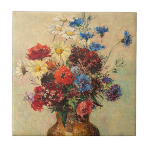 Bloemen in een Vase, c.1910 Tegeltje