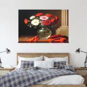 Bloemen in een vase canvaskunst canvas afdruk (Insitu (Slaapkamer))
