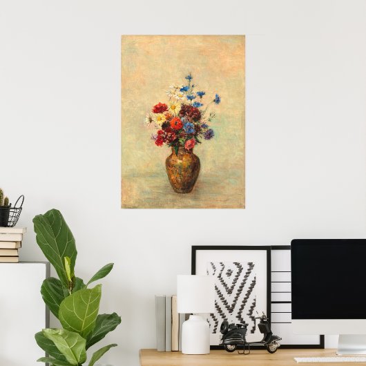 Bloemen in een Vase - Odilon Redon Fine Art Poster (Thuiskantoor)