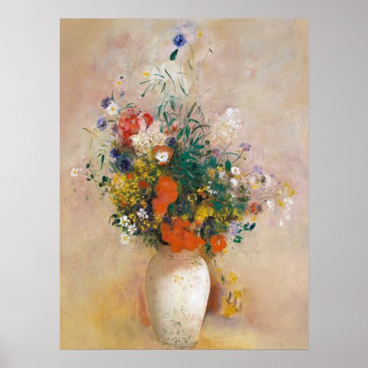 Bloemen in een Vase-schilderende Odilon Redon Amaz Poster (Voorkant)