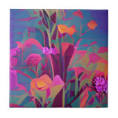 Bloemen in een veld kleurrijke abstracte digitale tegeltje (Voorkant)