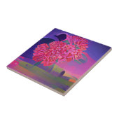 Bloemen in een veld met kleurrijke abstracte digit tegeltje (Zijkant)