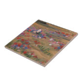 Bloemen in een veld rood wit en blauw digitaal kun tegeltje (Zijkant)