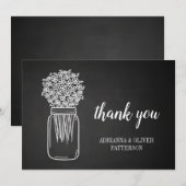 Bloemen in een weckpot met krijtbord - Dankjewel Bedankkaart (Voorkant / Achterkant)