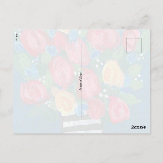 Bloemen in een White and Black Vase Briefkaart (Achterkant)