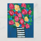 Bloemen in een White and Black Vase Briefkaart (Voorkant)