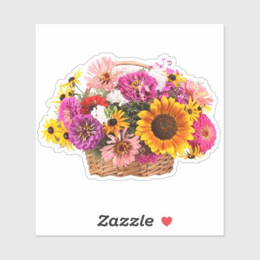 Bloemen in een Wicker Basket Sticker (Vel)