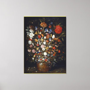 Bloemen in een Woodenschip door Jan Brueghel in de Canvas Afdruk