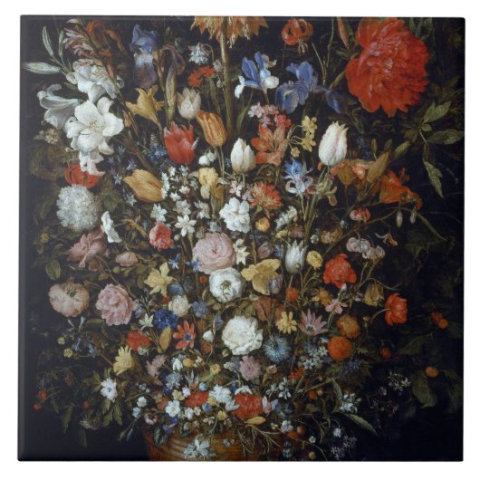 Bloemen in een Woodenschip Jan Brueghel de Ouder Tegeltje (Voorkant)