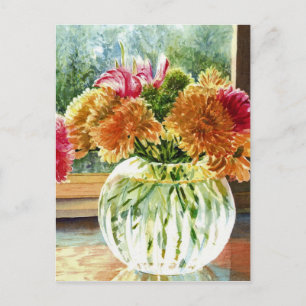 Bloemen in glasvet briefkaart