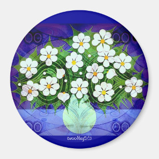 Bloemen in groene vaas bij middernachtmagneet magneet