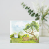 Bloemen in het rijdende landschap briefkaart (Staand voorkant)