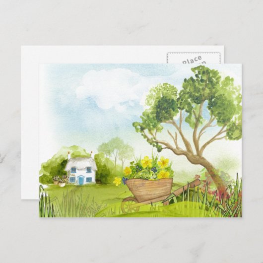 Bloemen in het rijdende landschap briefkaart (Voorkant / Achterkant)