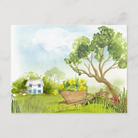 Bloemen in het rijdende landschap briefkaart (Voorkant)